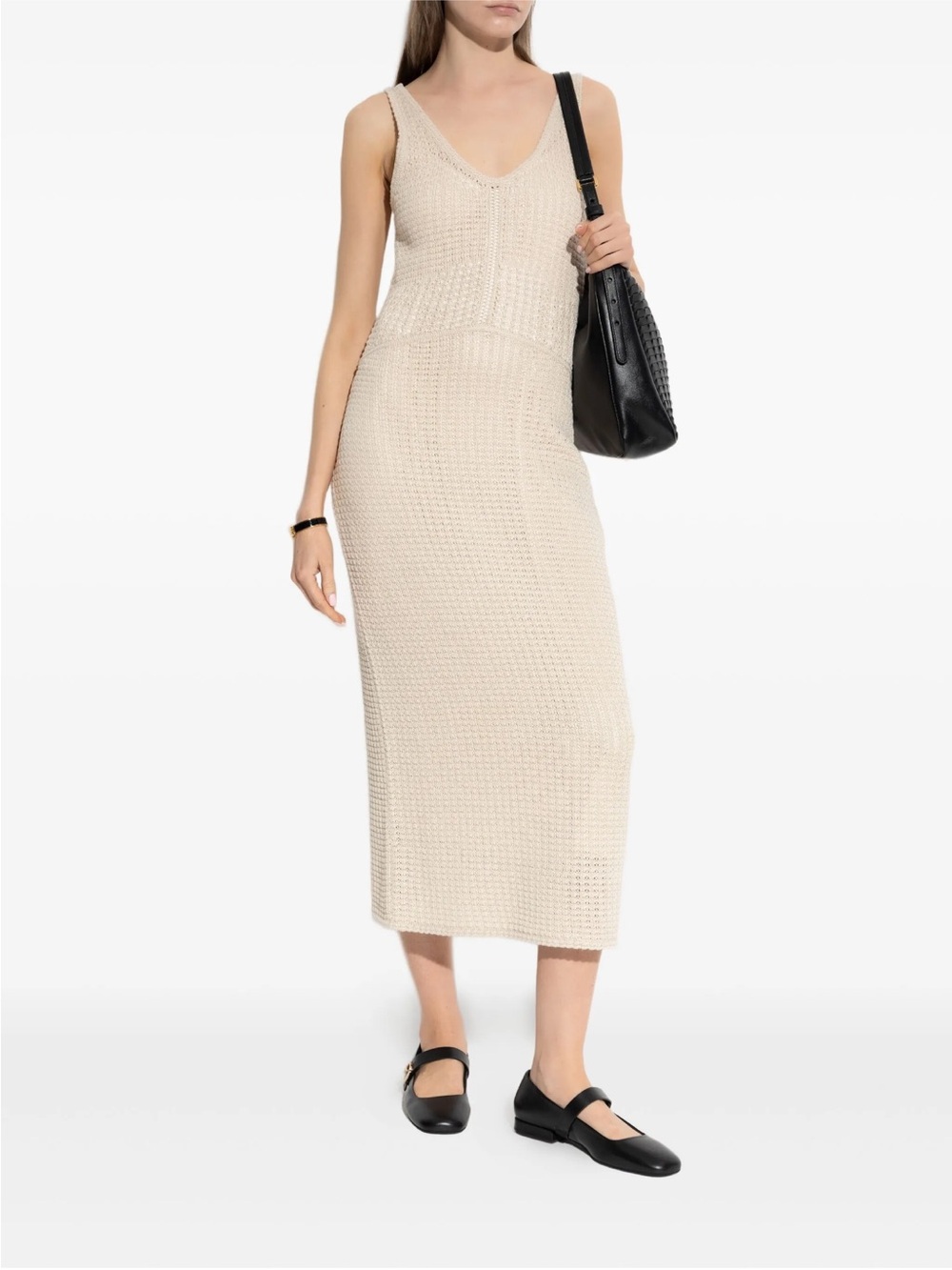 Theory Beige Knit Midi cotton Dress NWT - Picture 5 of 8
